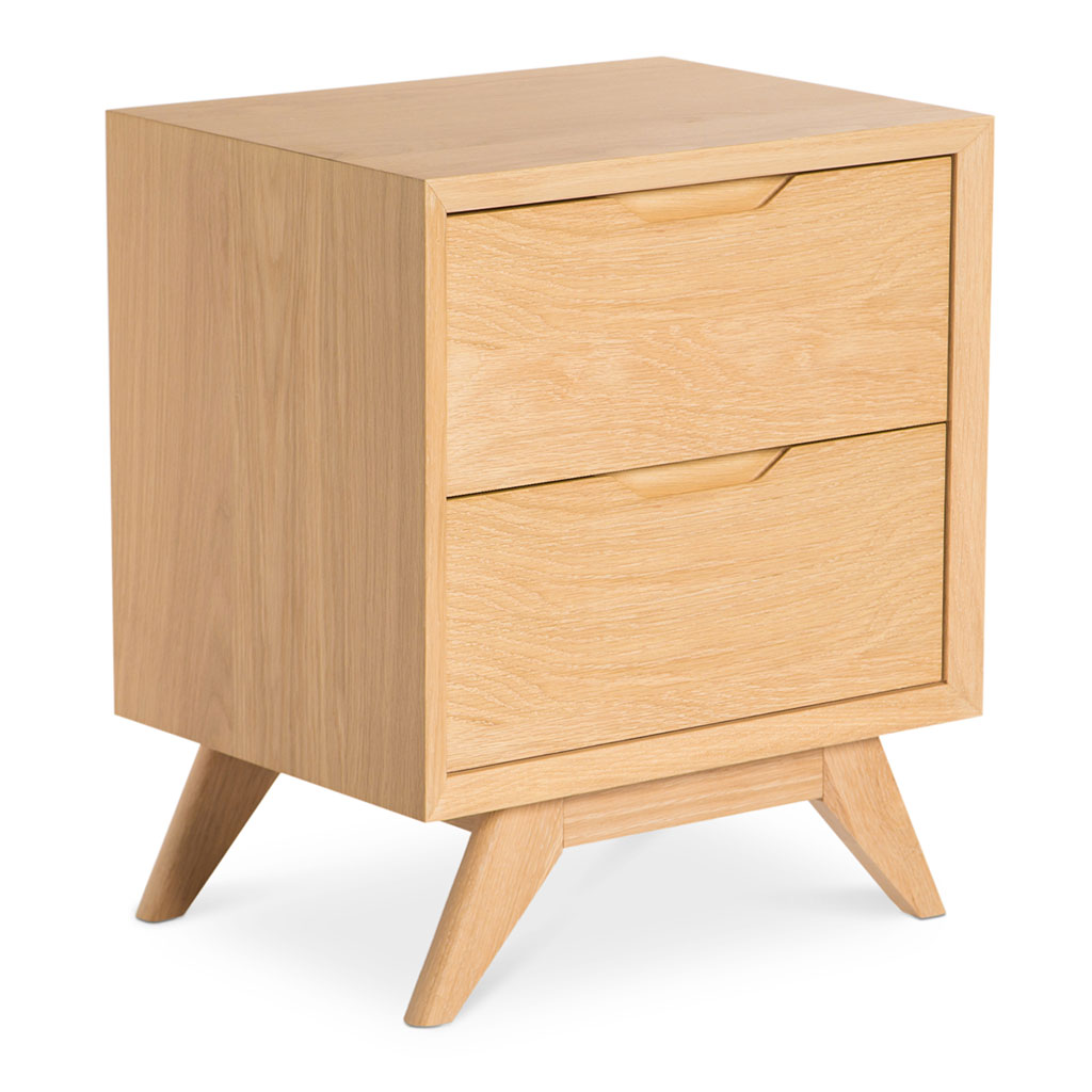 Erika Scandinavian Wooden Oak Bedside Table with 2 Drawers INTERIOR SECRETS  CF865-VN Nora Scandinavian 2 Drawer Wooden Bedside Table, MATT BLATT  Fleetwood Bedside Table